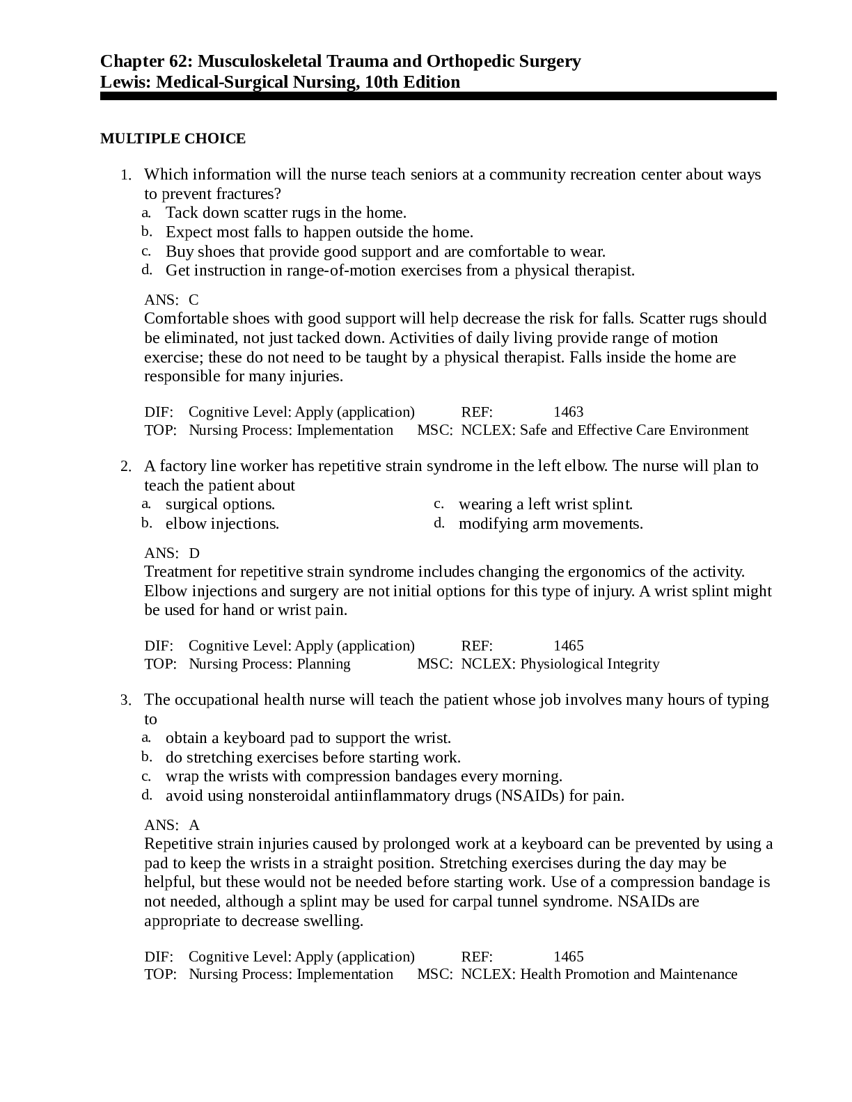Preview image for Chapter 62: Musculoskeletal Trauma and Orthopedic SurgeryLewis: Medical-Surgical Nursing, 10th Edition